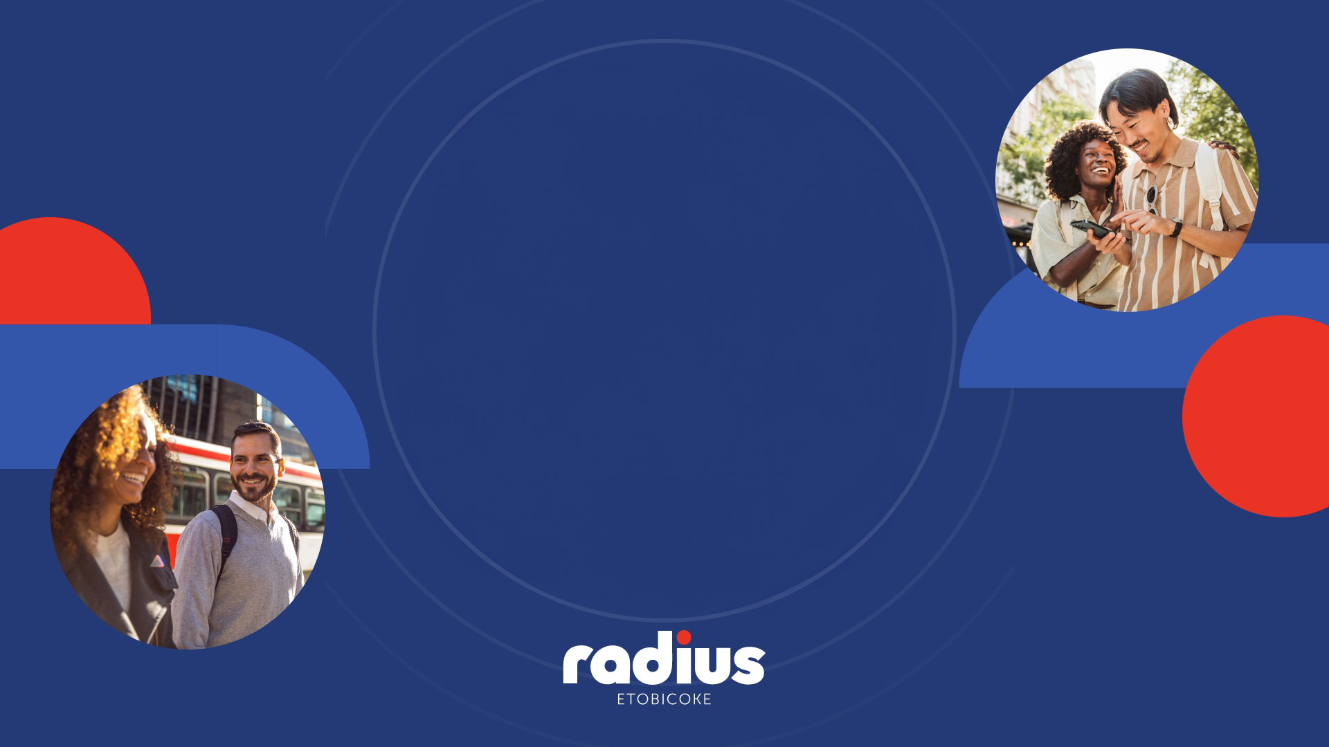 A hero banner for the Radius website. Includes images of couples in 2 circles